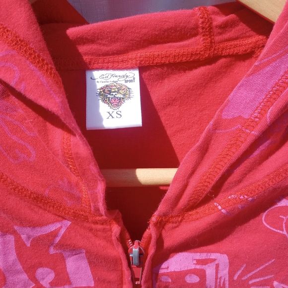 Ed Hardy women's long sleeve zip up hoodie. Vintage Ed Hardy sport, size xs - Picture 2 of 7